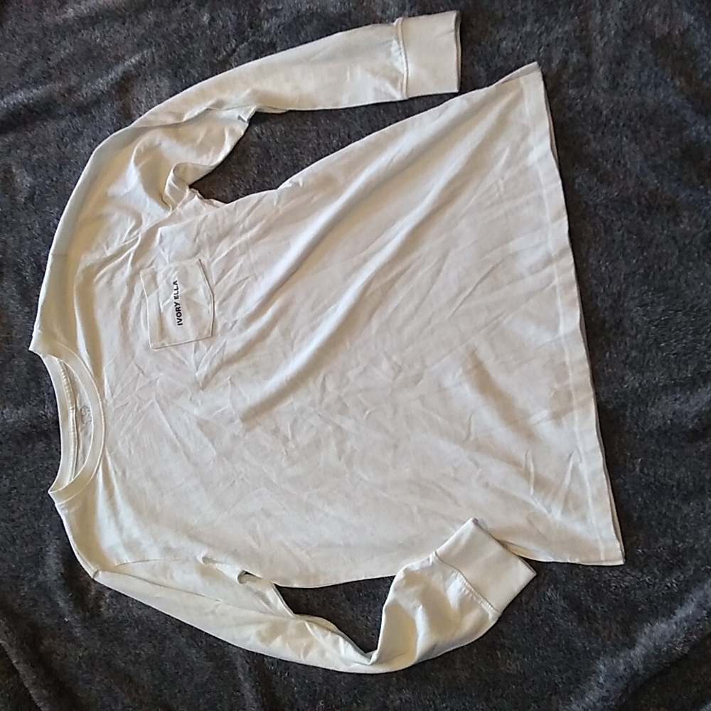 Ivory Ella cream long sleeve pocket tee